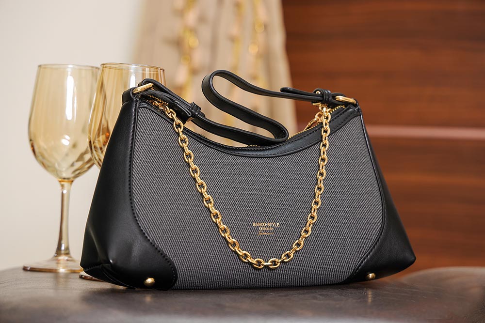 STYLES POINTER Crossbody Bag - Black Gray Dual Tone