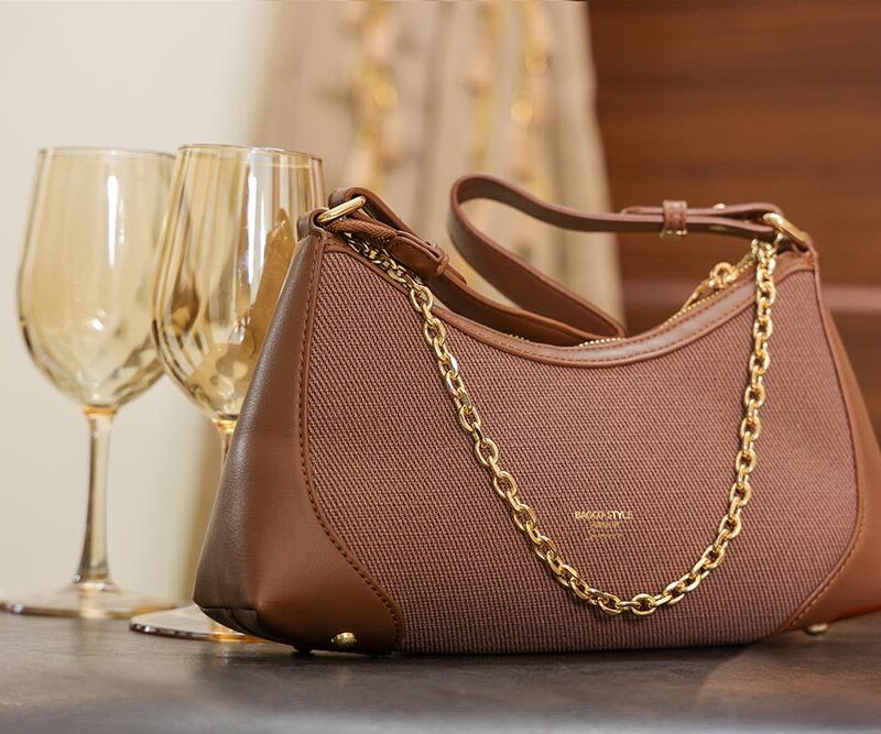 STYLES POINTER Crossbody Bag - Dark Brown Beige Dual Tone