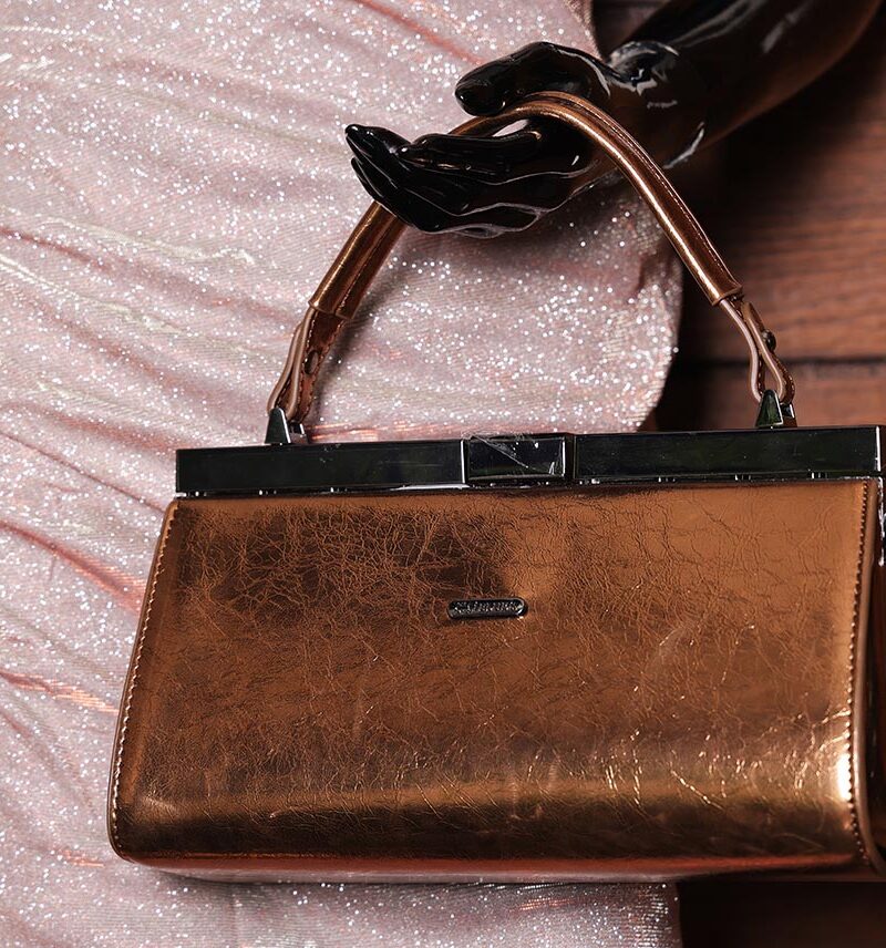 STYLE POINTER Rose Gold Copper Metallic Sling Bag – Elegant & Trendy Partywear Purse for Women