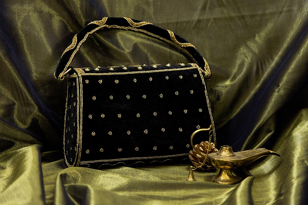 STYLES POINTER Velvet Bridal Handbag for Women – Maroon | Wedding Purse with Magnetic Closure | Handcrafted Velvet Bridal Bag - Image 2