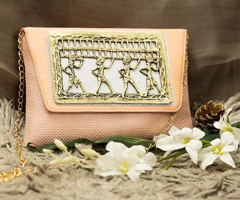 STYLES POINTER Adorn Embellished Suede Clutch for Women – Pink & Gold | Party Wear Hand Clutch | Magnetic Closure | Premium Suede Material