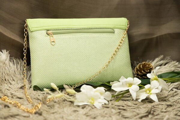 STYLES POINTER Adorn Embellished Suede Clutch for Women – Green & Gold | Party Wear Hand Clutch | Magnetic Closure | Premium Suede Material - Image 2