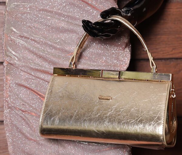 STYLE POINTER Metallic Gold Sling Bag – Elegant & Trendy Partywear Purse for Women
