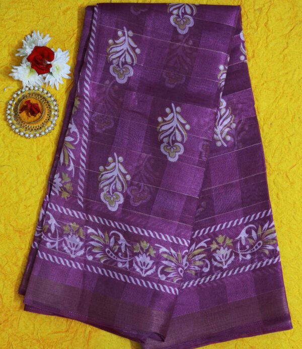 STYLESPOINTER Royal Bloom Elegant Purple Handwoven Saree with Floral and Paisley Motifs