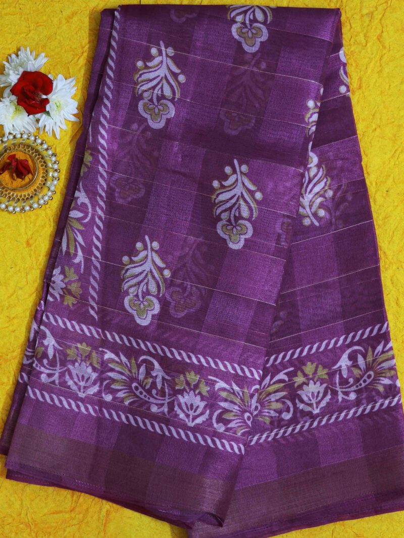 STYLESPOINTER Royal Bloom Elegant Purple Handwoven Saree with Floral and Paisley Motifs